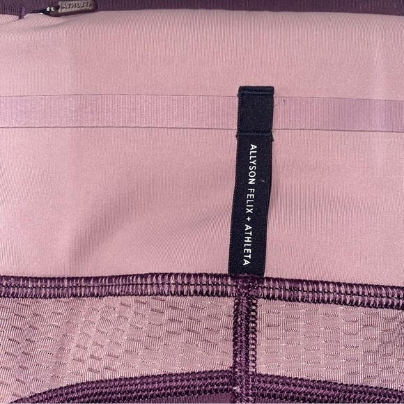 Athleta Allyson Felix Legend Mesh 7/8 Tights Yoga Colorblock Purple Size Small - Picture 7 of 10